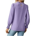 thumbnail image 4 of IROINNID On Sale Polyester Long Sleeve T Shirt for Women Comfortable Deep Round- Neck Solid Button Blouse Shirt Top,Purple, 4 of 4