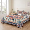 thumbnail image 2 of Full Quilt Set 78''x90'', Boho Orange Blue Lightweight Summer Bedspread Coverlet Set with 2 Pillow Shams, Boho Vintage Geometric Art Ethnic Breathable All Season Quilt Bedding for Bedroom/Guest Room, 2 of 9