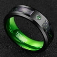 thumbnail image 3 of NUNCAD Black and Green 8mm Men's Tungsten Carbide Ring Carbon Fiber Wedding Band Size6-16, 3 of 5