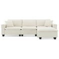 thumbnail image 5 of Euroco 100*59" Modern Convertible Sectional Sofa,L-shaped Reversible Couch Set with Free Pillows,4 Seat Suede Velvet Sleeper Sofa, 5 of 9