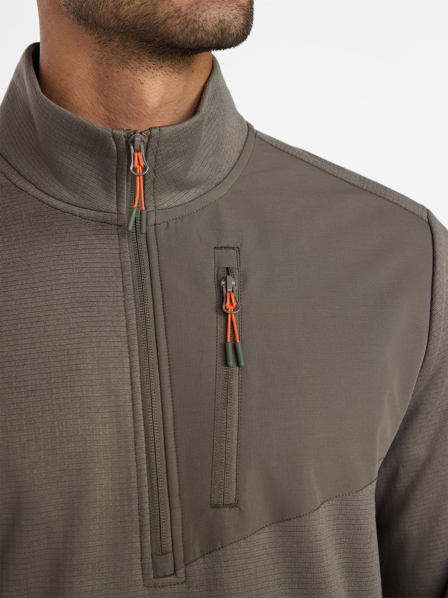 Ozark Trail Men's and Big Men's Quarter Zip Grid Fleece Jacket, Sizes S-3XL