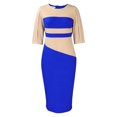 thumbnail image 5 of IROINNID Fall Dress for Women Semi Formal Evenning Party Sheath Dress Long Sleeved Commuting To Work Versatile 5/4 Sleeved Solid Color Matching Buttock Wrap Dress,Blue, 5 of 9