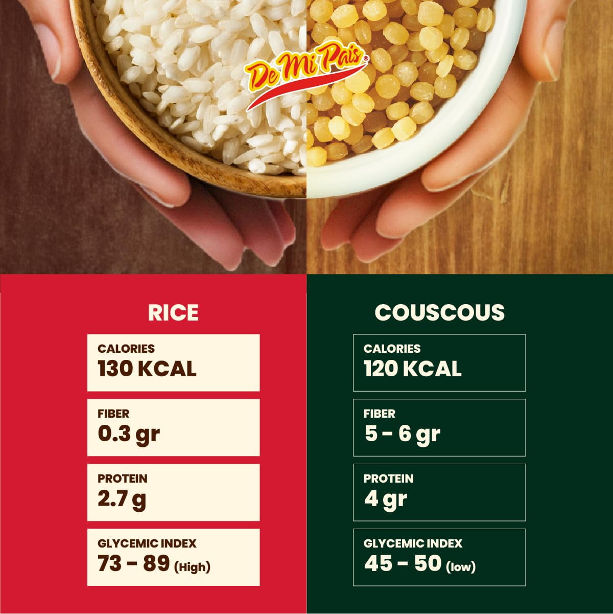 De Mi Pais Marmahon Couscous, Handmade, Whole Wheat Pearls, Middle Eastern Pantry, 14 Oz, 12-Pack