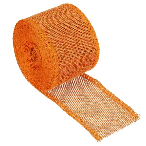 Uxcell 1.97 inch Wide 6.56 Yards Polyester Gingham Ribbon Wired Edge Ribbon, 1 Pack for Decoration Orange