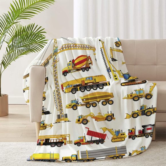 Camions Tracteurs Voitures Couvertures Légères en Flanelle Couverture en Polaire Douce pour Canapé et Lit 80"x60 Pouces pour Adulte