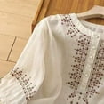 thumbnail image 5 of MIXUE Womens Summer Tops Floral Embroidered Round Neck Long Sleeve Fashion Casual Shirts For Women T-shirts Sportwear,Beige,XXXL, 5 of 6