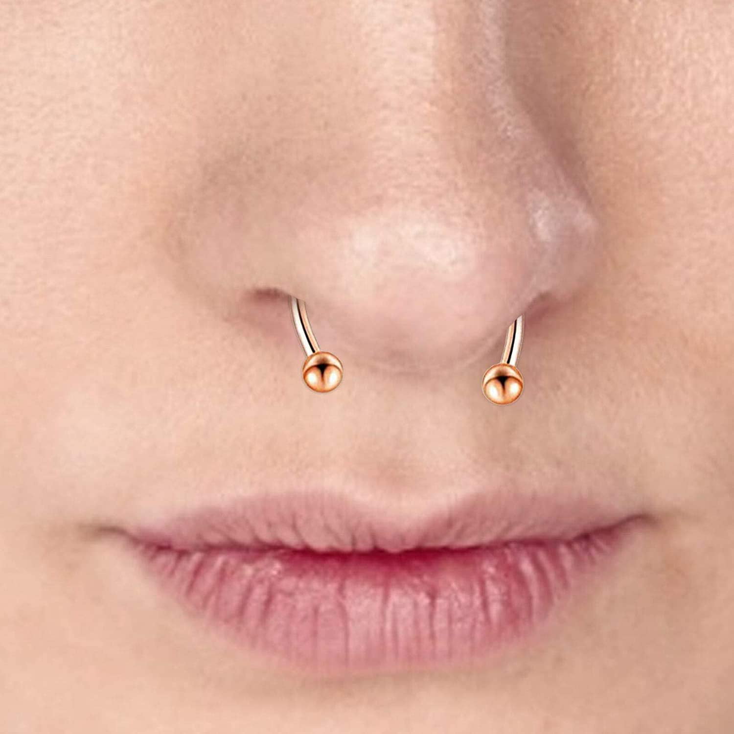 WBRWP Unisex Strong Magnetic Septum Nose Ring Horseshoe 316L Stainless Steel 16G 10MM Fake Nose Ring Reusable Nose Ring Non-Piercing Strong Magnetic Nose Ring for Men and Women 
