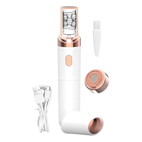 Facial Epilator for Women, 2-in-1 Painless Hair Remover & Exfoliator, Waterproof USB Rechargeable for Upper Lip, Chin, Eyebrows & Body(White)