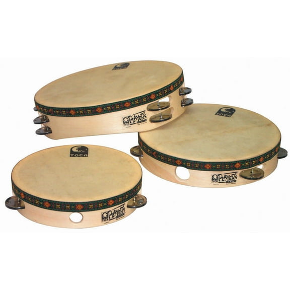 Toca T1090H 9 in. Players Series Single Row Wood Tambourine with Head