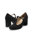thumbnail image 3 of BURUDANI Women's T-strap Mary Jane Pumps Low Chunky Heels Wedding Dress Shoes BLACK Size 8.5, 3 of 5