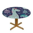 thumbnail image 3 of Sloth Unicorn Alpaca Dinosaur Round Tablecloth with Elastic Fitted Polyester Table Cloth, 3 of 8