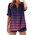 thumbnail image 2 of mfyjkho Tops Y Blusas Para Mujer, Camiseta De Verano Holgada Y Moderna De Manga Corta Con Cuello En V Y Botones Estampados Sin Posicionamiento Para Mujer Tops De Tallas Grandes Xl, 2 of 5