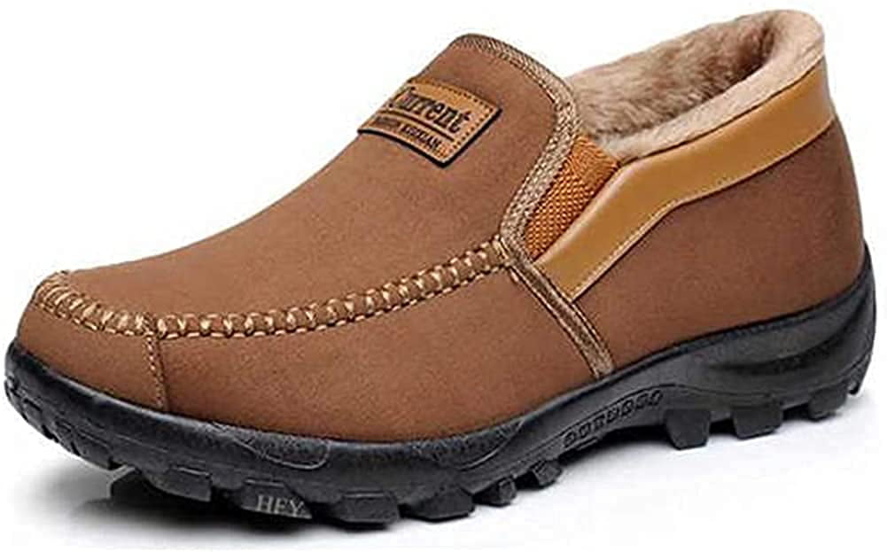 Mens Moccasins Slippers Slip-on Plush Loafers Warm Fur Lined Walking Driving Shoes Indoor Outdoor Short Boot Winter Snow Boots 
