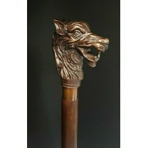NAUTICALMARTUS Antique Wolf Head Handle Victorian Style Wooden Walking Stick Cane Shaft Gift