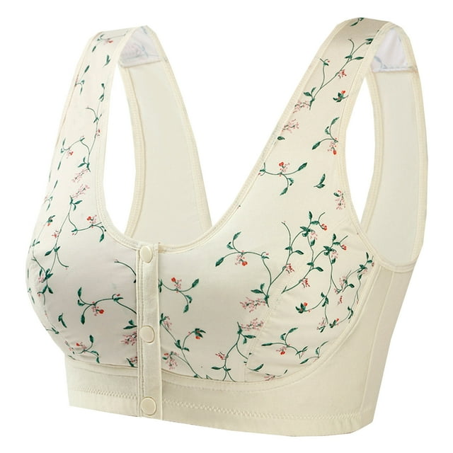 Womens Printed Non-Steel Ring Seamless Ice Silk Front Buckle Vest-Style Underwear