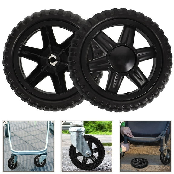 OUNONA  Black Plastic PU Shopping Cart Wheels 4Pcs Easy Installation Breeze