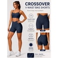 thumbnail image 6 of Women’s Crossover High Waisted Workout Shorts, V Waist Yoga Biker Shorts, Nylon Spandex Stretch Athletic Shorts for Gym Pilates, 6 of 7