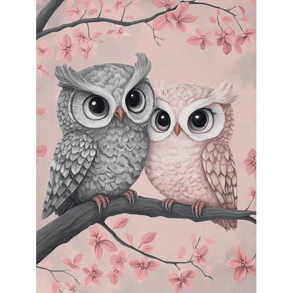 Lovely Owls Canvas Print/Wall Art， Perfect for Living Room， Bedroom， Bathroom， Office， and Hallway Decoration.