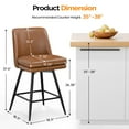 thumbnail image 4 of Zimtown Modern Bar Stools Set of 2, Swivel Barstool Counter Height Bar Chair, Kitchen Island Barstool 2 Pack, Light Brown, 4 of 8