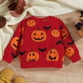 thumbnail image 4 of Otqutp Baby Loose Pullovers Toddler Boys Girls Halloween Long Sleeve Pumpkin Prints Pullover T Shirt Fashion Sweatshirt Tops for 0-4 Years Knitted Outwear(Red,12-18 Months), 4 of 5