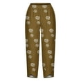 thumbnail image 3 of Print Pants for Women Casual Plus Size Elastic Waist Cropped Trousers with Pocket Flared Harem Hem Loose Bottoms, Brown, XXXL, 3 of 5
