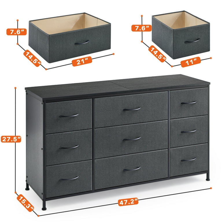 EnHomee 9-Drawer Grey Dresser & TV Stand, Large Storage Unit for  Bedroom/Living Room - Walmart.com