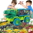 thumbnail image 2 of Dinosaur Truck Toys for Kids 3-6 Years, Tyrannosaurus Transport Car Carrier Truck with 10 Dino Figures, Activity Play Mat, Dinosaur Eggs, Capture Jurassic Dinosaur Play Set for Boys and Girls, 2 of 7