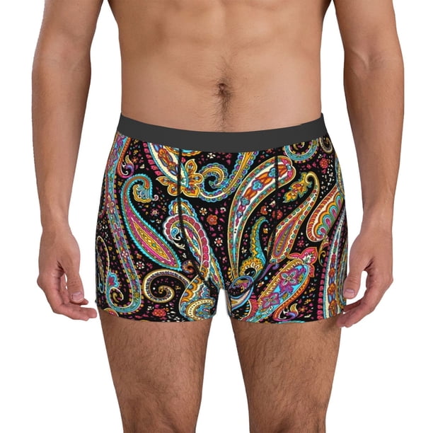 Balery Watercolor Romantic Paisley Calzoncillos bóxer para hombre, ropa interior de algodón suave y transpirable con cinturilla de nailon-X-Large