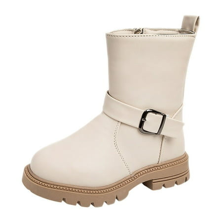 

Youmylove Children Shoes Fashion Thick Heel Thick Sole Mid Calf Boots Comfortable Soft Sole Children Mid Calm Boots Child Lovely Footwear Walking
