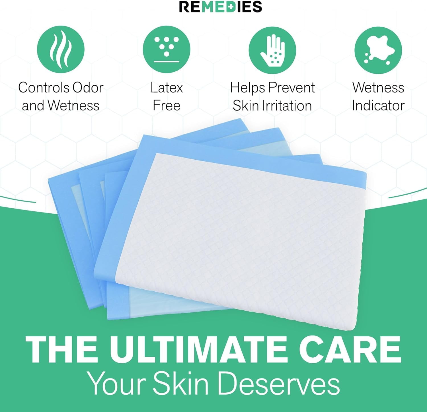 REMEDIES 36 x 36” Large Disposable Bed Pads for Adults Incontinence Pads Puppy Pads, 50 Pack