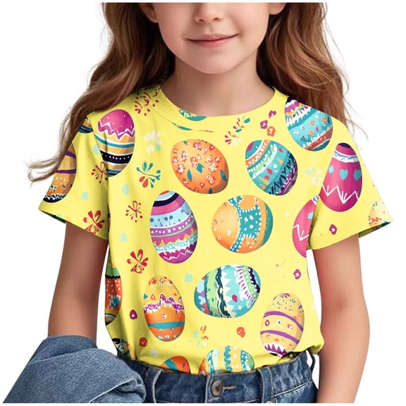 Kaemgyyd Toddler Easter Shirt Boys Girls Crew Neck Short Sleeve T-Shirt Children Teen Fashion Graphic Outfits Top 3-14 Years
