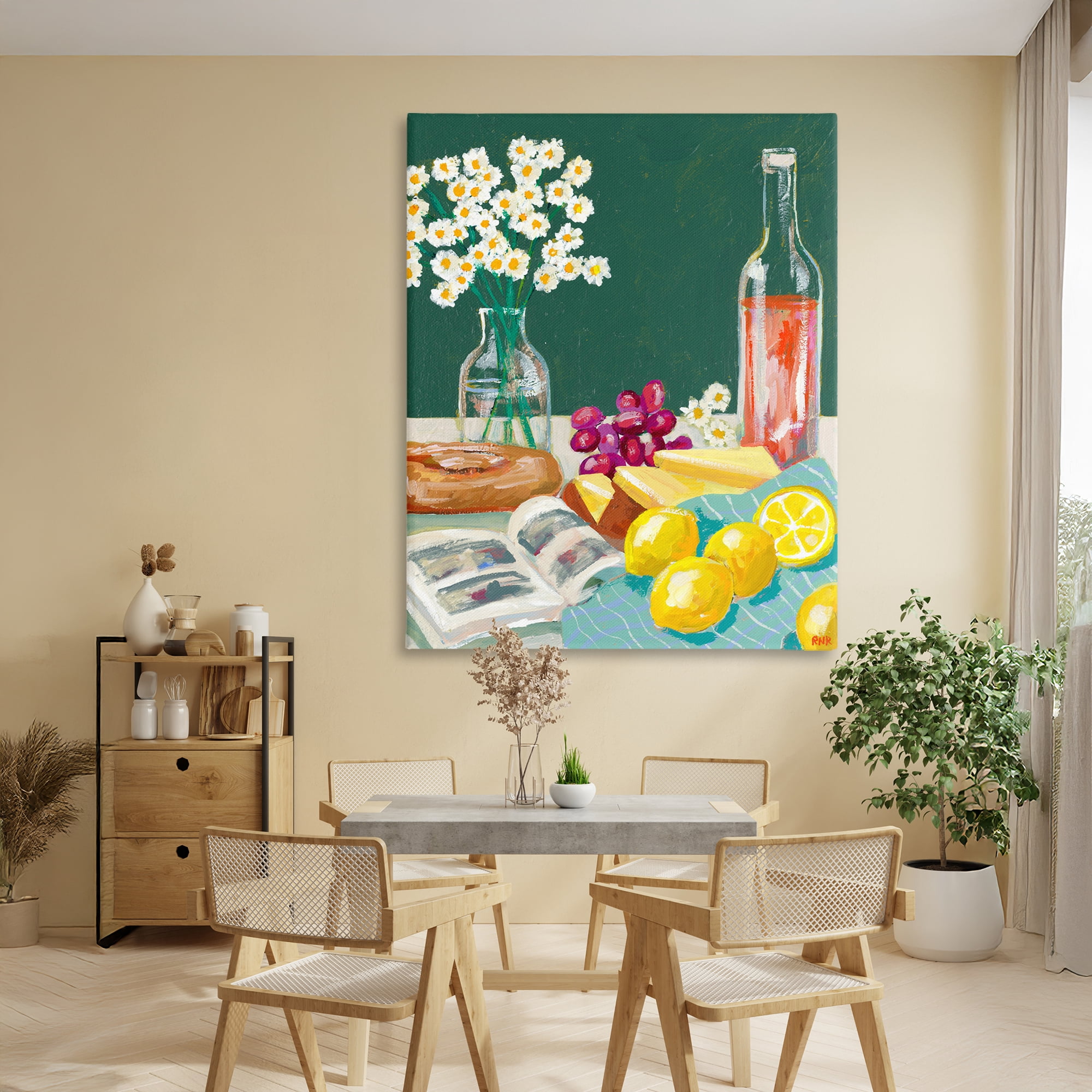 Stupell Industries Cheese, Wine and Lemon Still Life Canvas Wall Art, design by Rachael Reese
