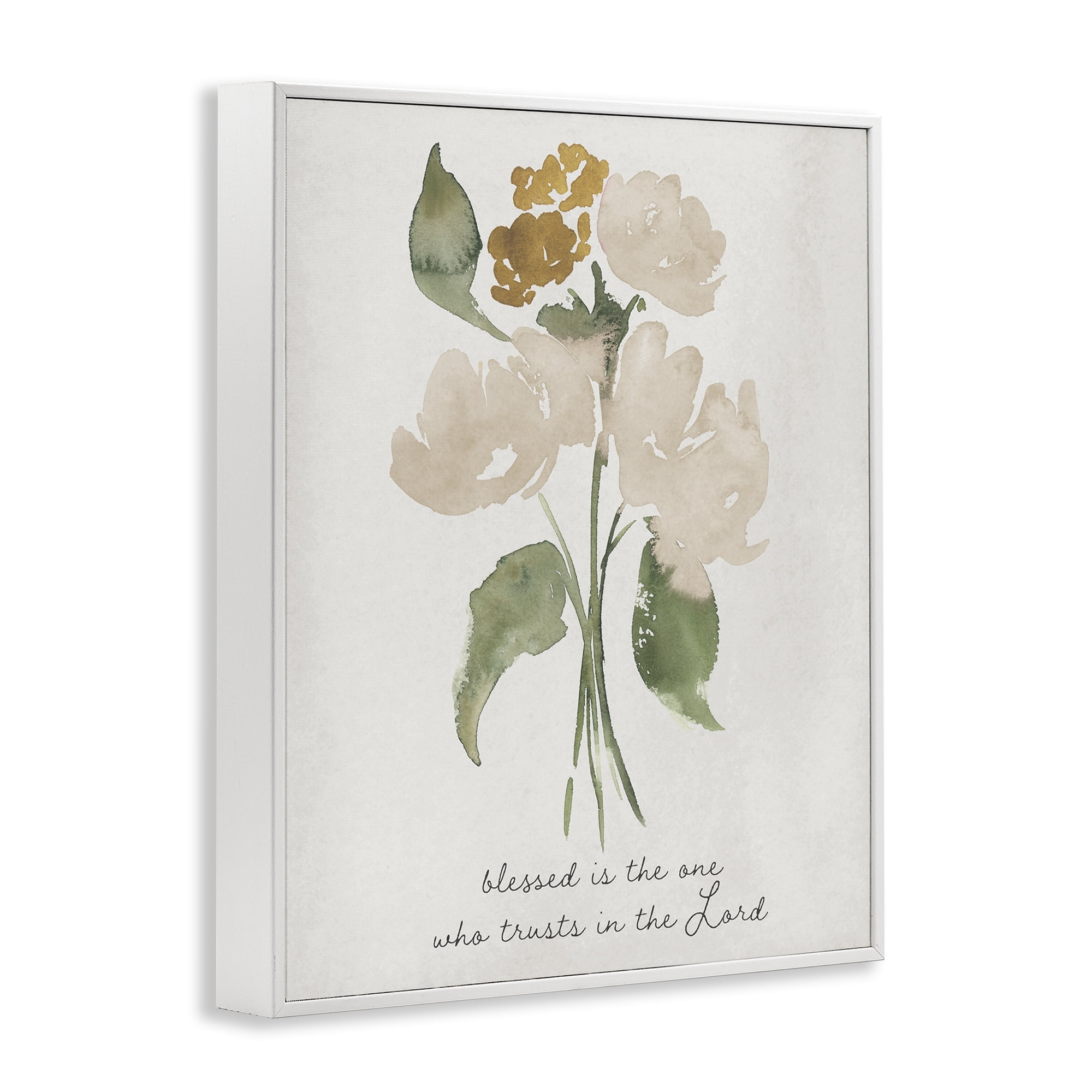 Stupell Industries Who Trusts In The Lord Flowers White Framed Giclee Art, design by Lucille Price