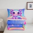 thumbnail image 5 of Manfei Watercolor Axolotl Full Size Comforter Sets,Colorful Salamander Bedding Comforter Set,Colorful Stars Reversible,3pcs,1 Comforter and 2 Pillowcases, 5 of 7