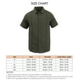 thumbnail image 4 of Men Short Sleeve Beach Shirt Casual Fashionable Plain Color Turn Down Collar Lace Button Up Top OD Green L Rawiri, 4 of 4