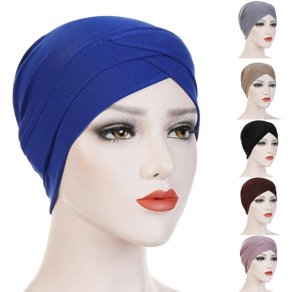 Meidiya Womens Muslim Turban Hijab Caps Head Cover Stretch Beanie Turban Hat Chemo Cancer Cap Headwrap Cover for Womens Girls