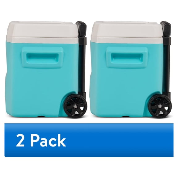 (2 pack) Igloo 16 QT Laguna Hard Sided Ice Chest Cooler with Wheels, Aqua Blue