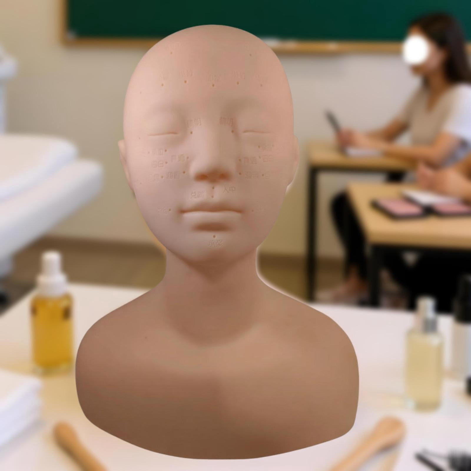 EHJRE Training Mannequin Head Cosmetology Practice Model Doll Spa Massage Soft Silicone Face For Eyelash Extension Learning Suitable for beauty training gift giving skincare practice home Normal