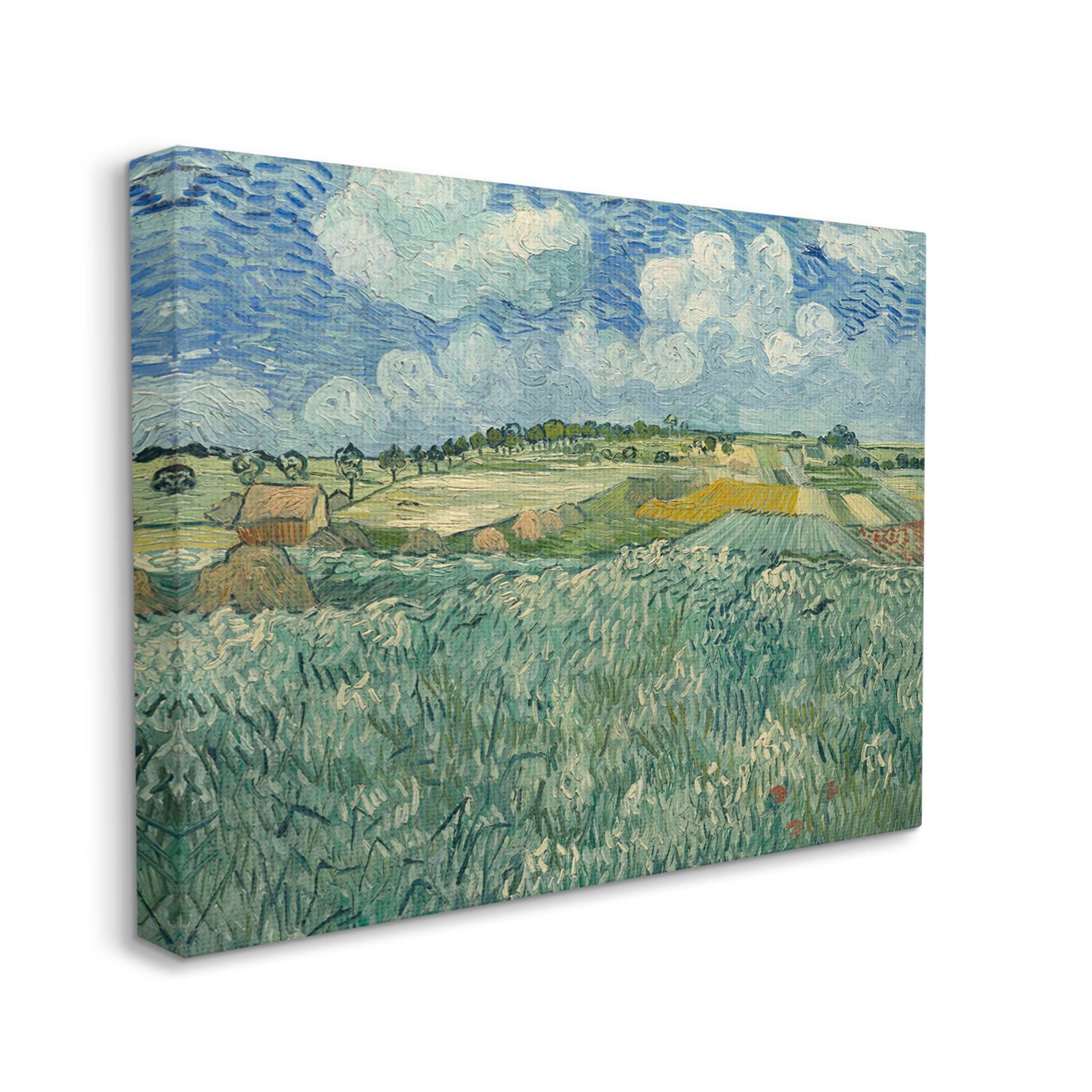 Plain Near Auvers With Rain Clouds Van Gogh Landscape Painting Gallery Wrapped Canvas Print Wall Art