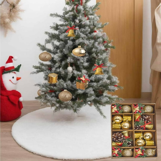 Juego de adornos navideños con perlas | 1 pieza de plástico rojo, azul y dorado | 29,5 x 19,5 x 5 cm. Ideal para decorar el hogar.