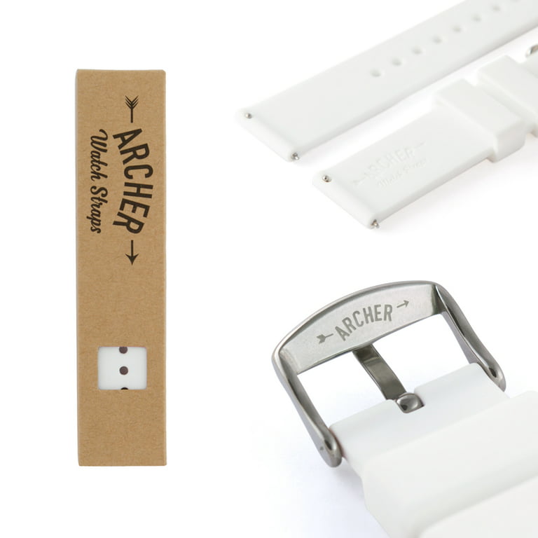 Archer Watch Straps Silicone Quick Release Watch Strap - White, 20mm