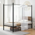 thumbnail image 1 of Gymax Twin Size 4-Post Canopy Bed Frame Rustproof Metal Noise-free with Foot Pads, 1 of 10