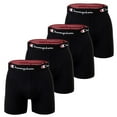 thumbnail image 1 of Champion Calzoncillos bóxer para hombre, pack de 4 - algodón, logo en cintura, color liso Negro S (Small), 1 of 3