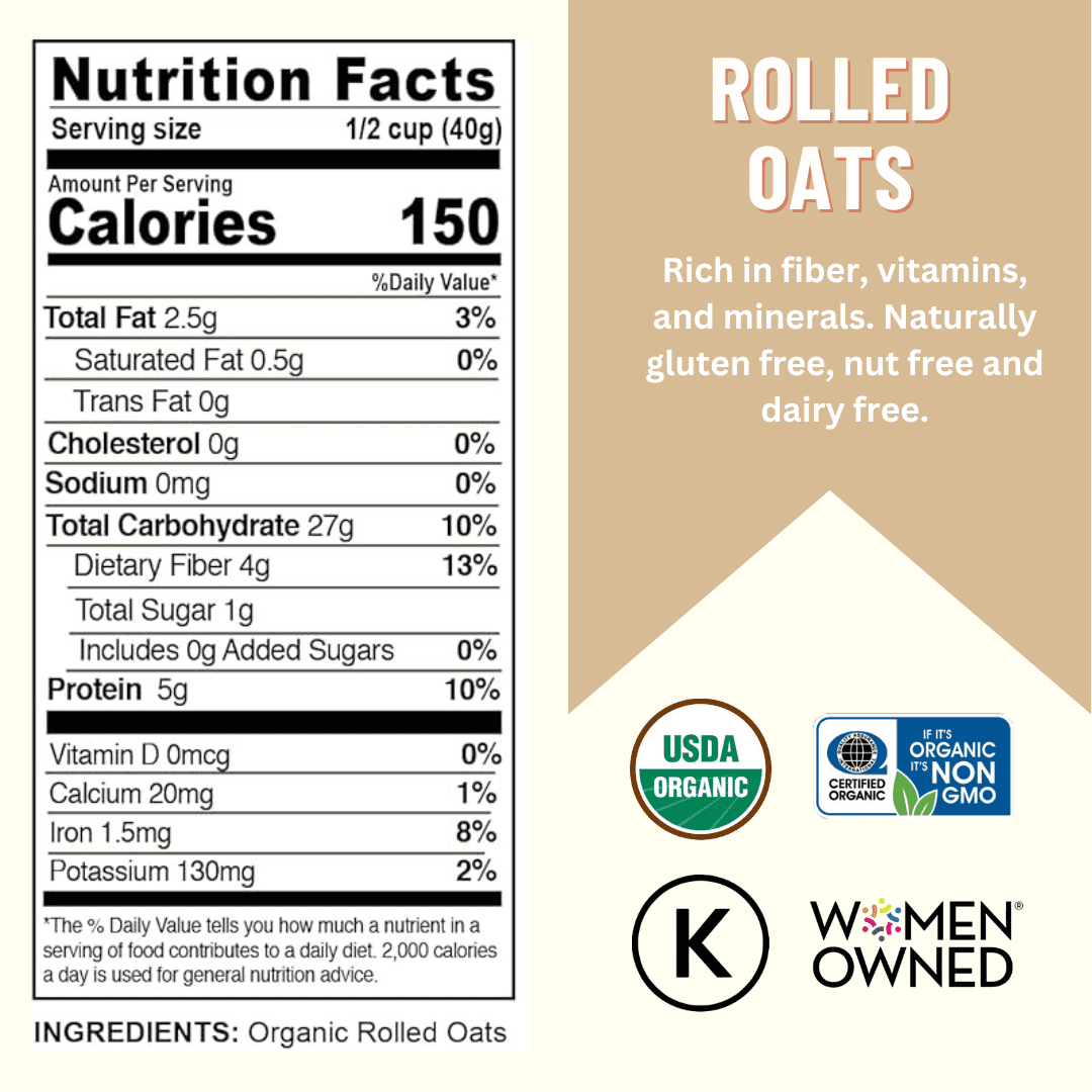 Grain, Oats Rolled 23LB Emergency Bucket, USDA Certified Organic & GMO Free, Sustainable Farming Practices-Mountain High Organics