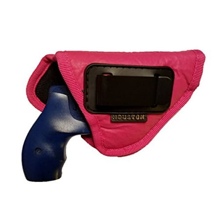 IWB Woman Pink Revolver Holster - Houston - ECO Leather Concealed Carry Soft | Suede Interior for Maximum Protection Fits: Any 38 J Frames, S&W, Charter Arms, Rossi 38, Taurus,BG (Right) (Best Concealed Carry Revolver For Women)
