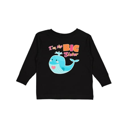 

Inktastic I m the Big Sister- cute whale with heart Girls Long Sleeve Toddler T-Shirt