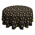 thumbnail image 4 of Black Skull Pineapple Flower Pattern Round Tablecloth 60"x60",Wrinkle Wipeable Table Cloth for Kitchen Dining Room Picnic Patio Party, 4 of 6