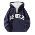thumbnail image 3 of MHFRRA Sudadera con Capucha y Cremallera de Un Cuarto con Estampado de Letras, Suave y Cómoda, para Uso Informal, Sudadera Deportiva Ligera Marina de guerra, 3 of 3