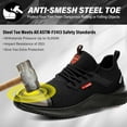 thumbnail image 3 of Waterproof Steel Toe Shoes for Men Lightweight Safety Work Summer Sneakers, Slip-Resistant, Puncture Proof Comfortable & Durable for Construction, Warehouse, and Outdoor Work, 3 of 6