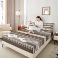 thumbnail image 4 of Feelyou Modern Boho Lines Bed Sheets for Men, Brown Cycle Abstract King Sheets, Fashion Stripes Art Sheet Set, Luxury Bedroom Decor, 4-Piece, 4 of 7
